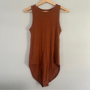 a new day Rust Ribbed Tank Top Bodysuit Casual Comfy Neutral Large